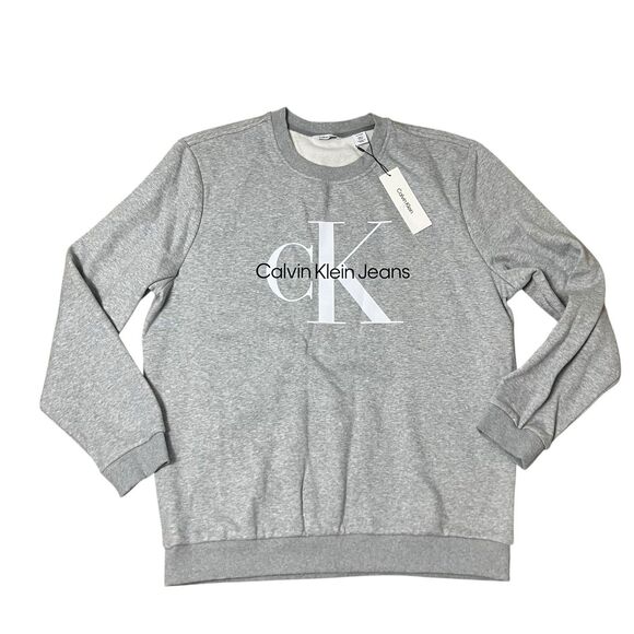 Calvin Klein Sweatshirt Mens XL Grey Long Sleeve Casual Crewneck Streetwear - Picture 3 of 12